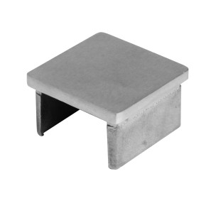 Embout plat pour main courante sur verre 40x40 x 1,5 mm, AISI 304, brossé