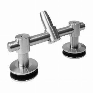 Double fixation "tension-verre", AISI 304, brossé