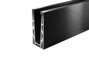 Profilé en aluminium pour verre - montage sur le dessus U2/ 5m ANOD NOIR
