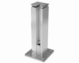 Spigot gauche 55x50 mm, H = 230 mm, pour verre 8–12,76 mm, aluminium brut.