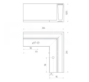 Cornière externe, aluminium ETP.002.03.AL.A , Anodisé RAL 9005