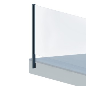 Poteau SLOT 55 × 50 mm DROIT avec fixation latérale et main courante, aluminium brut